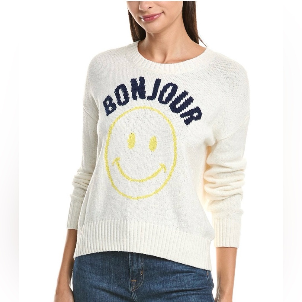 $365 Cinq à Sept Chunky Graphic smiley face Pullover sweater S